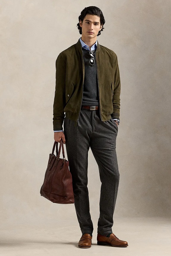 Îmbrăcăminte Polo Ralph Lauren geacă din piele întoarsă 710963338 maro