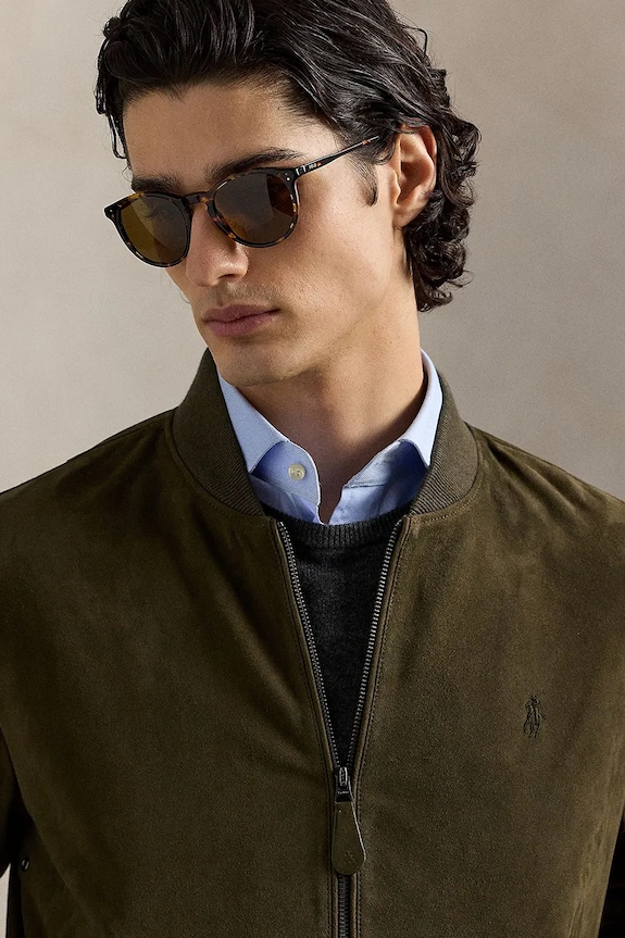 Polo Ralph Lauren geacă din piele întoarsă maro 710963338