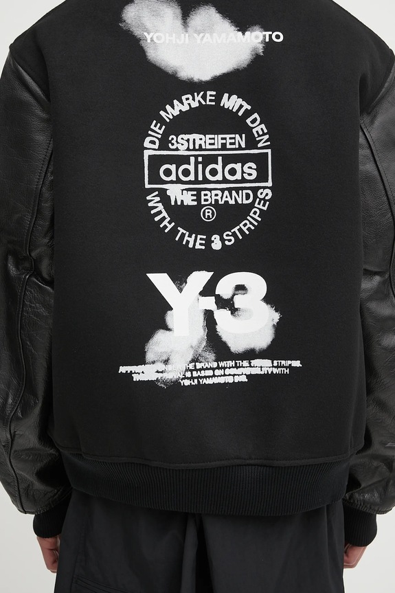 Бомбър яке с вълна Y-3 Letterman черен JX7338