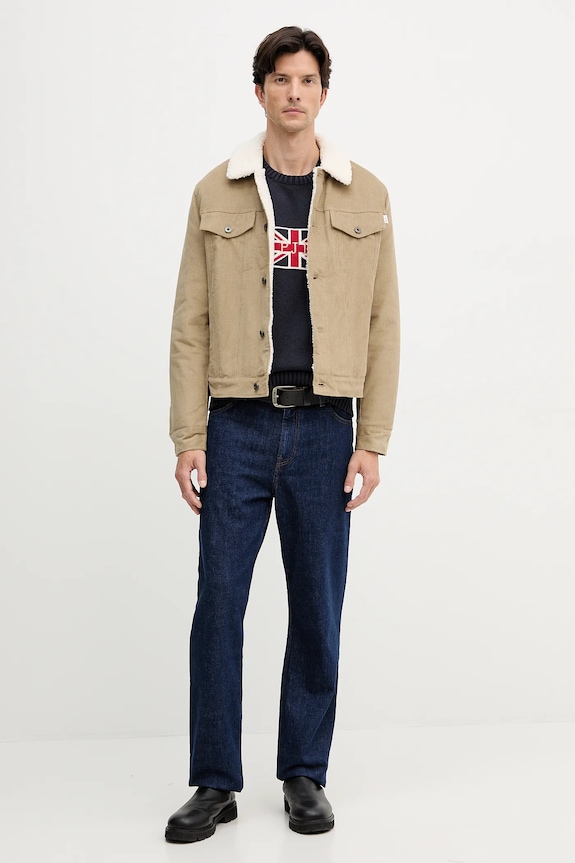 Pepe Jeans geacă din velur PM4027185 bej AW25