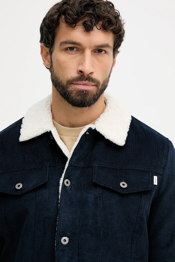 Pepe Jeans geacă din velur bleumarin PM4027185