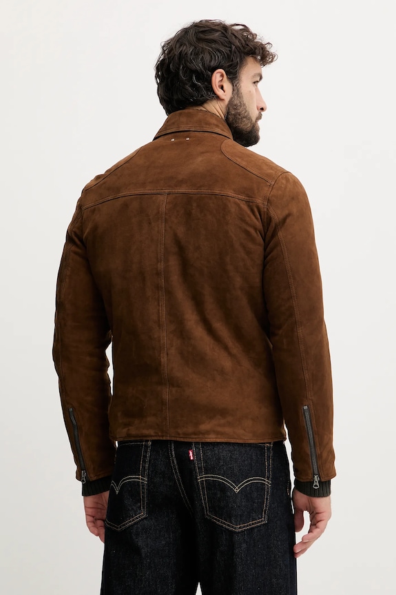 Abbigliamento Pepe Jeans giacca in pelle scamosciata PM4027183 marrone