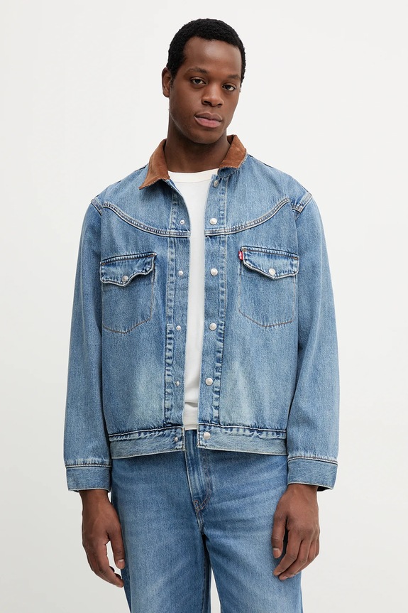 Levi's kurtka jeansowa bez kaptura niebieski 002WN