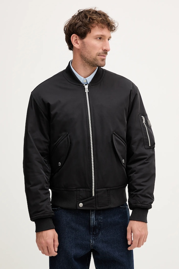 Tommy Hilfiger kurtka bomber bez kaptura czarny MW0MW40593