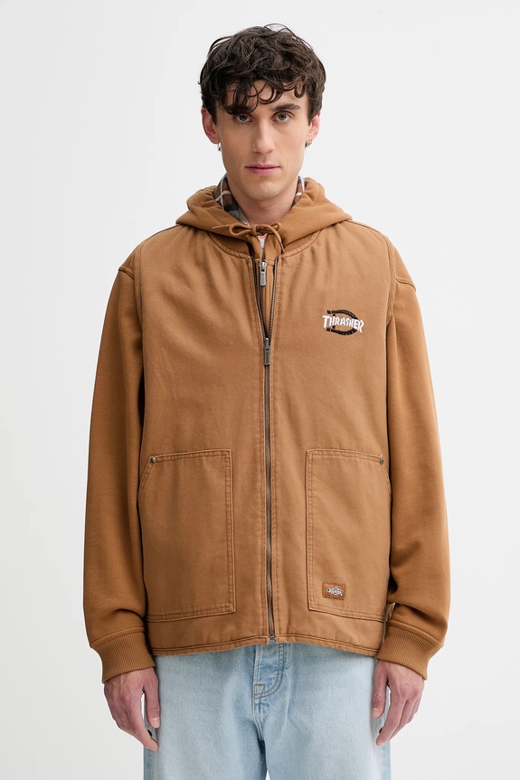 Dickies bezrękawnik bawełniany bez kaptura brązowy DK0A88IT
