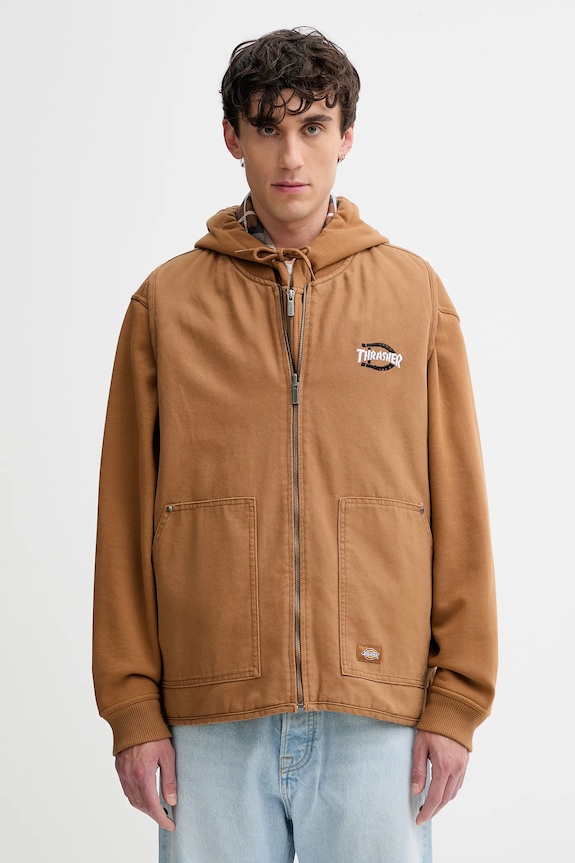 Dickies bezrękawnik bawełniany bez kaptura brązowy DK0A88IT