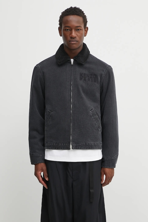 Kenzo giacca di jeans Happy Tiger Utility Fleece transitorio nero FF65DB1056C4