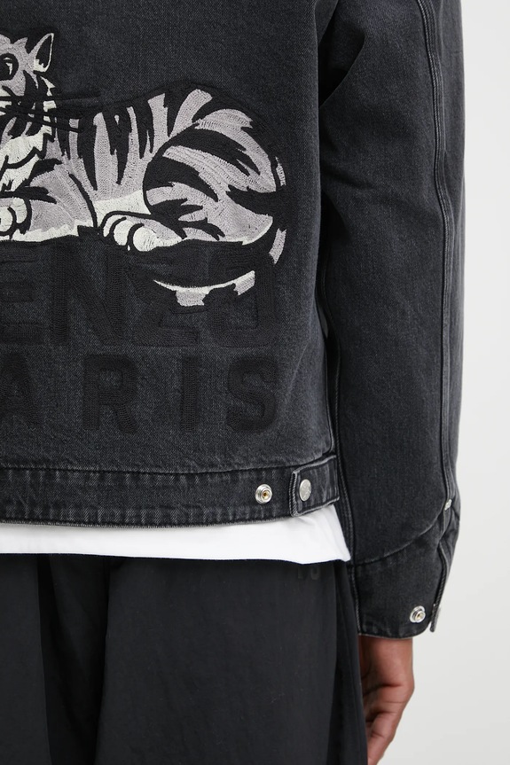 Kenzo giacca di jeans Happy Tiger Utility Fleece nero FF65DB1056C4