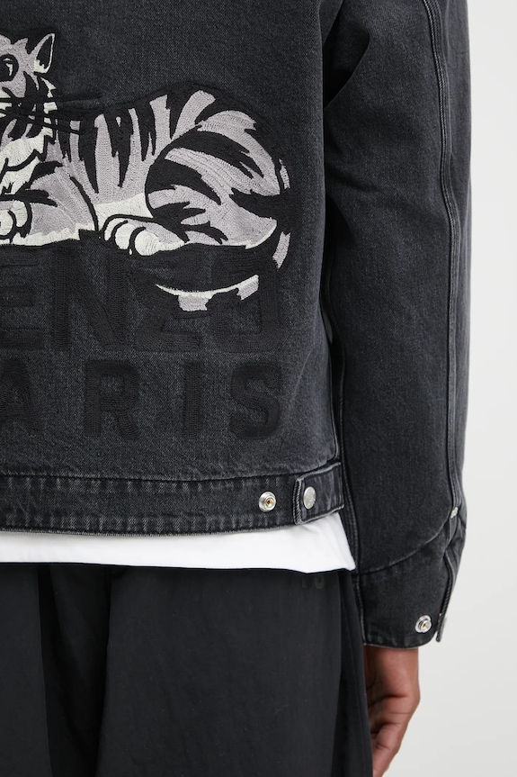 Kenzo giacca di jeans Happy Tiger Utility Fleece nero FF65DB1056C4
