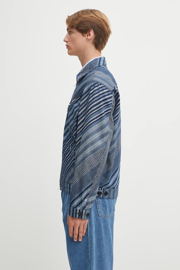 Kenzo giacca di jeans Diagonal Stripe Zipped Trucker FF65DV3006Z1 blu AW25