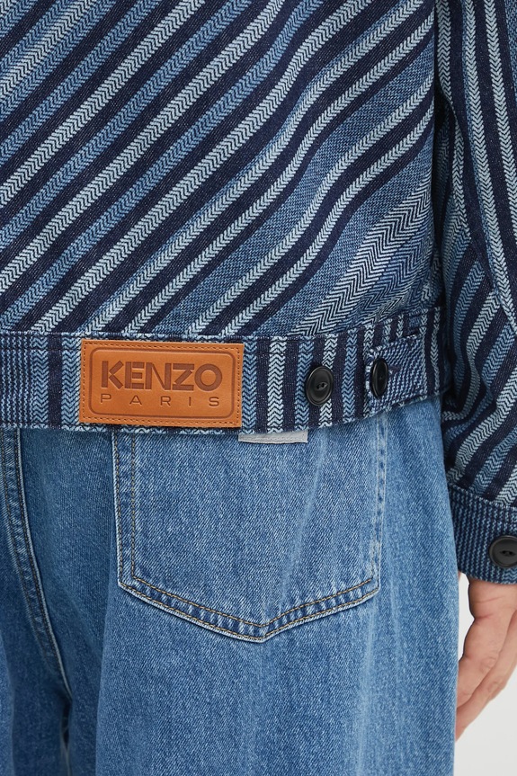 Kenzo giacca di jeans Diagonal Stripe Zipped Trucker FF65DV3006Z1 blu