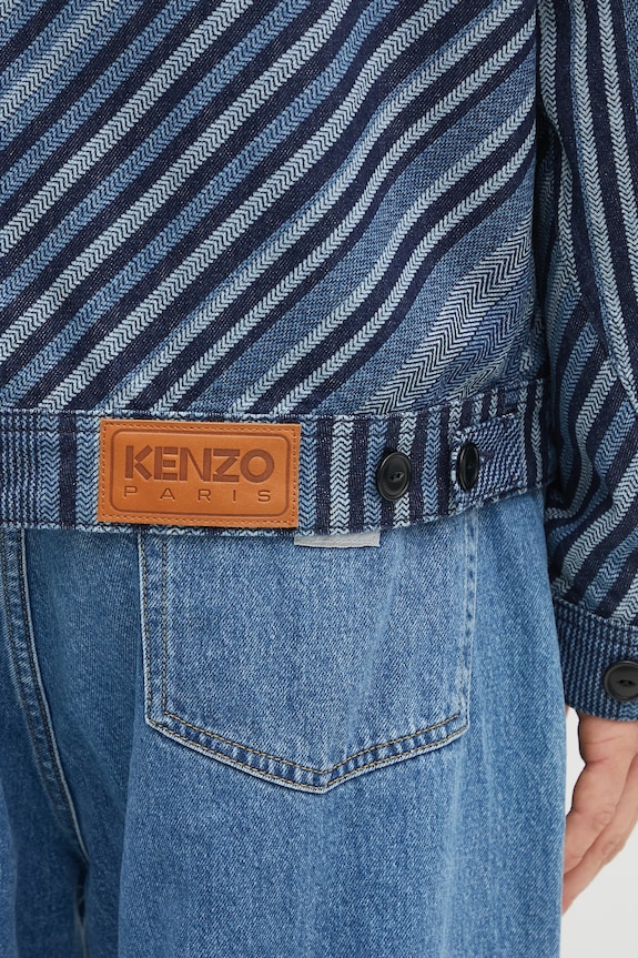 Kenzo giacca di jeans Diagonal Stripe Zipped Trucker FF65DV3006Z1 blu
