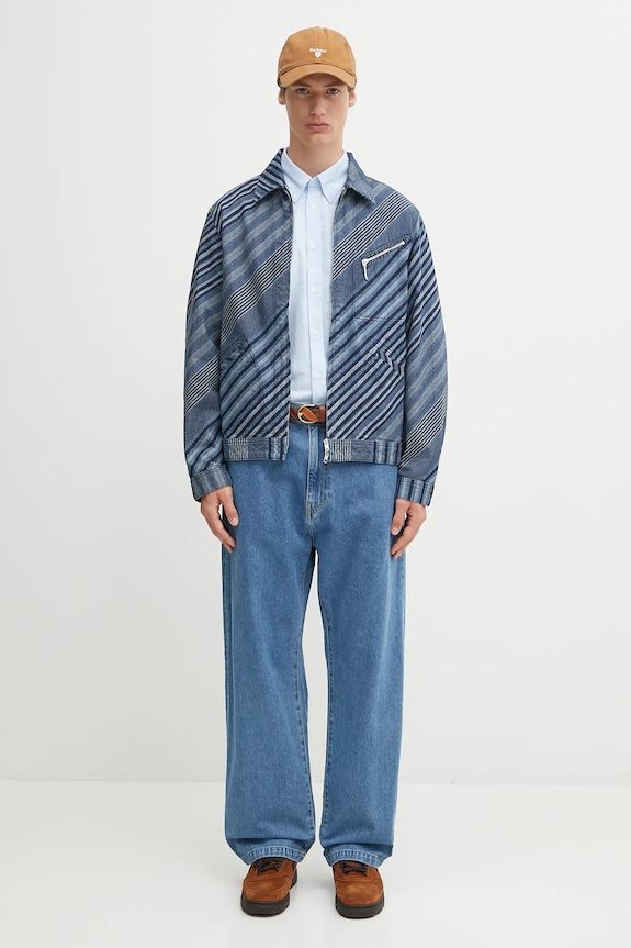 Kenzo giacca di jeans Diagonal Stripe Zipped Trucker FF65DV3006Z1