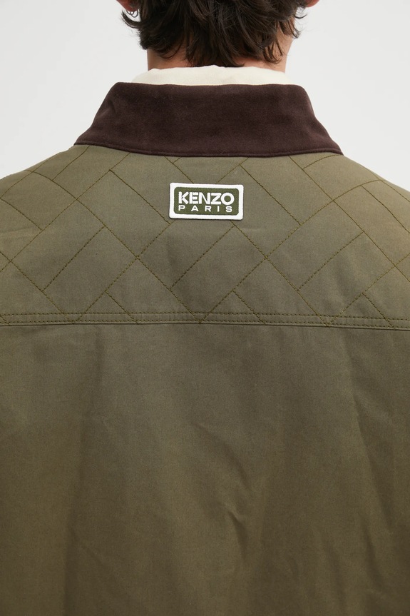 Kenzo giacca in cotone Weave Kimono FF65MA1469HD verde
