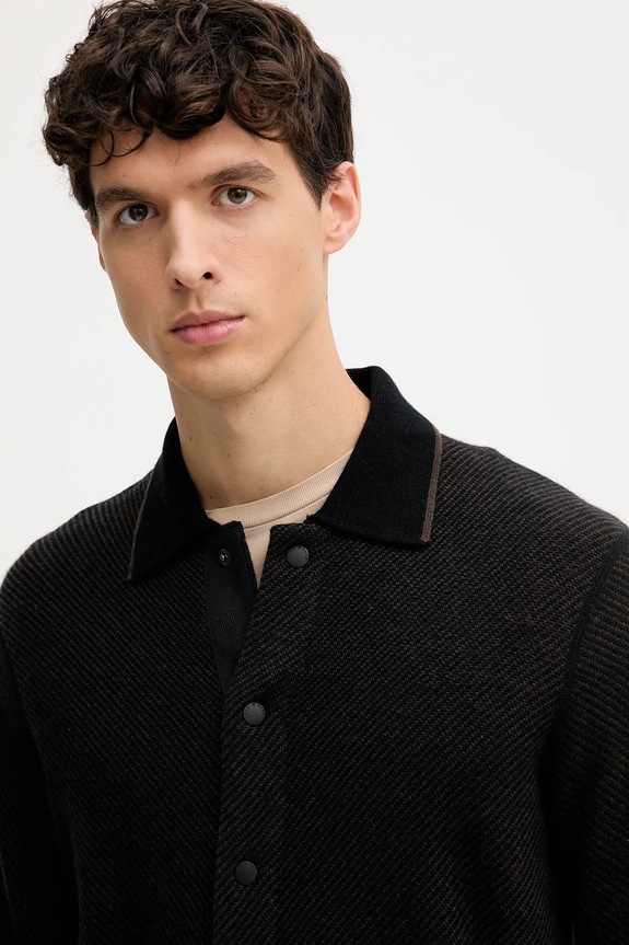 Μάλλινη ζακέτα Rag & Bone καφέ RH2225F6MWL