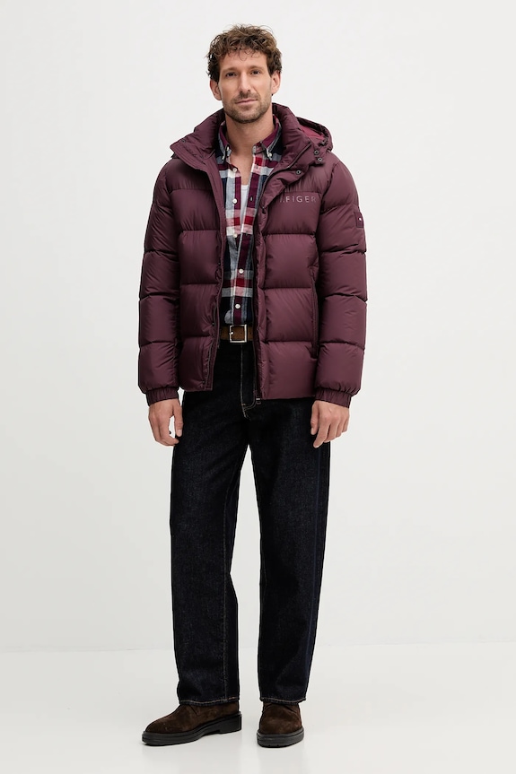 Μπουφάν με επένδυση από πούπουλα Tommy Hilfiger MW0MW40613 μπορντό AW25