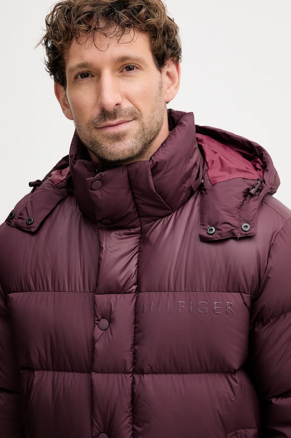 Μπουφάν με επένδυση από πούπουλα Tommy Hilfiger μπορντό MW0MW40613