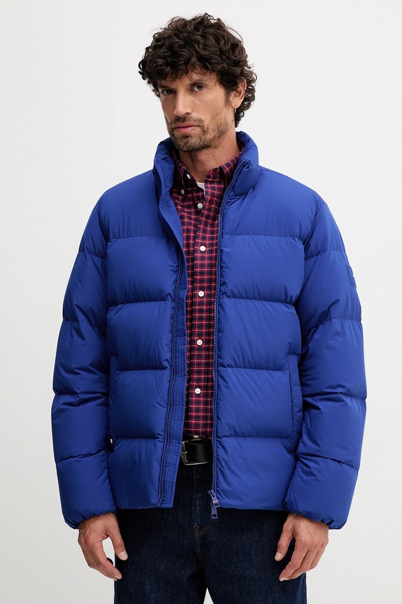 Tommy Hilfiger kurtka puchowa bez kaptura niebieski MW0MW40615