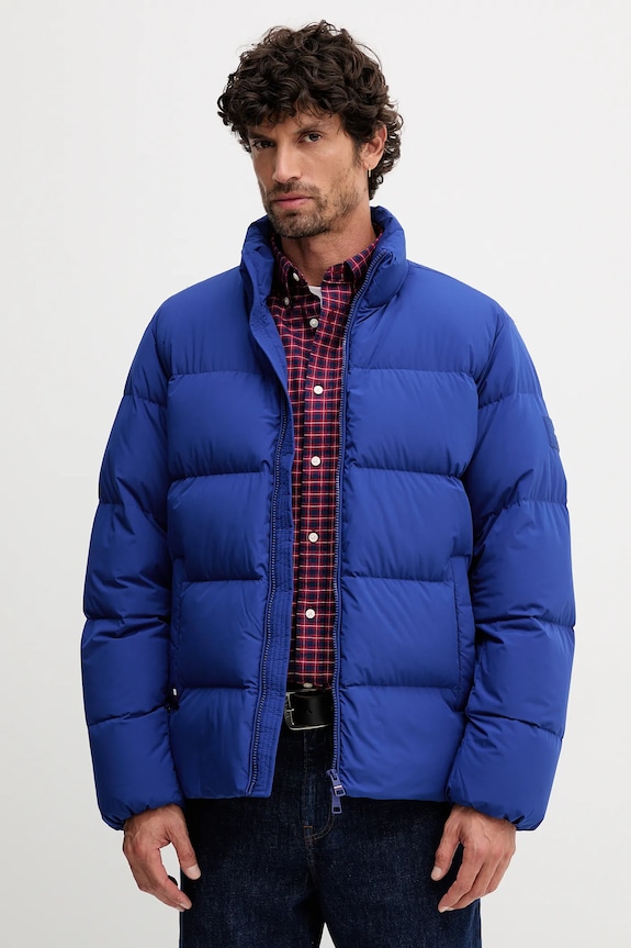 Tommy Hilfiger kurtka puchowa bez kaptura niebieski MW0MW40615