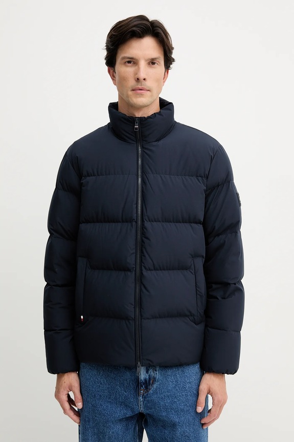 Tommy Hilfiger kurtka puchowa bez kaptura granatowy MW0MW40615