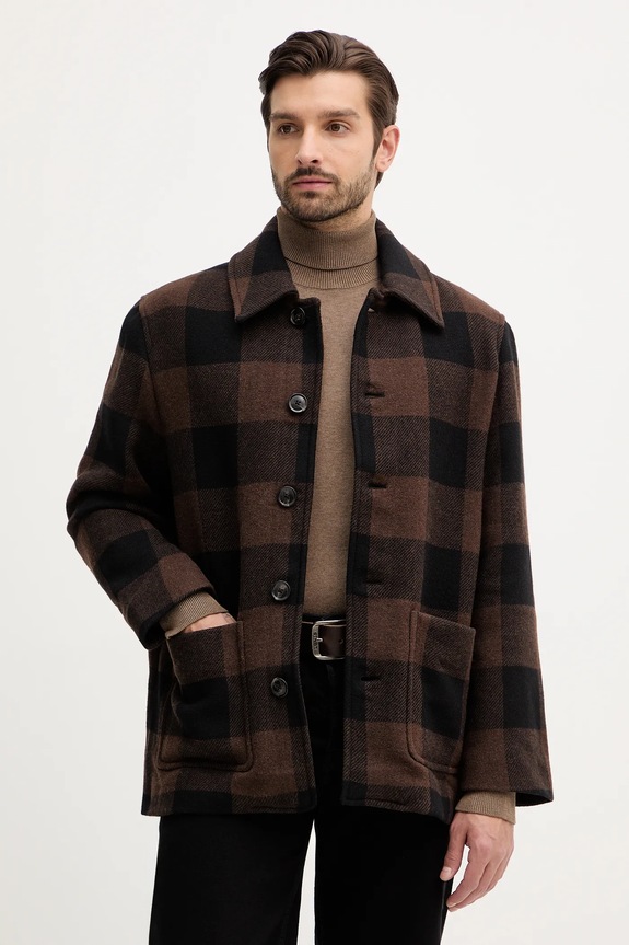 Tommy Hilfiger dzseki gyapjúkeverékből nem bélelt barna MW0MW40623