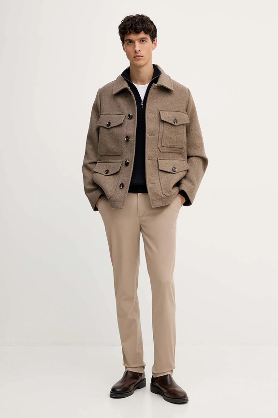 Srajčna jakna z dodatkom volne Tommy Hilfiger MW0MW40624 rjava AW25