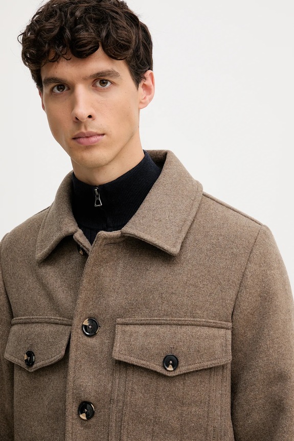 Srajčna jakna z dodatkom volne Tommy Hilfiger MW0MW40624 rjava