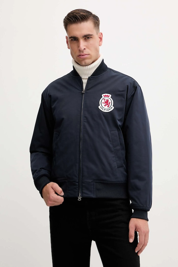 Tommy Hilfiger kurtka bomber bez kaptura granatowy MW0MW41083