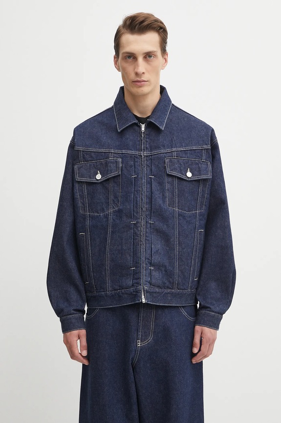 Džínová bunda VETEMENTS Hip-Hop Denim nezateplené námořnická modř UH76DJ250N