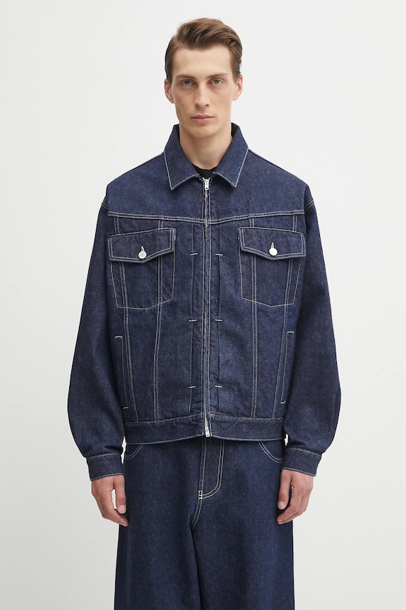 Džínová bunda VETEMENTS Hip-Hop Denim nezateplené námořnická modř UH76DJ250N