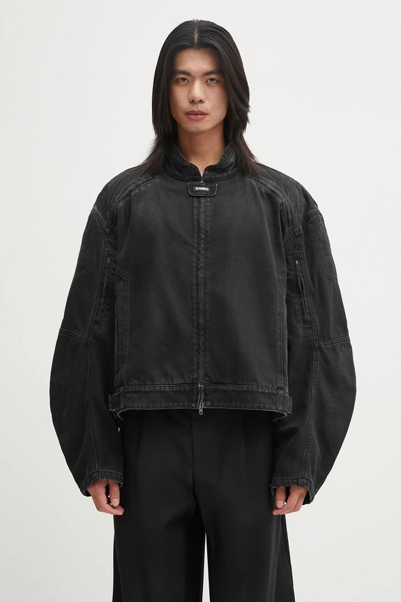 Džínová bunda VETEMENTS Racing Denim nezateplené černá UH76DJ900B2