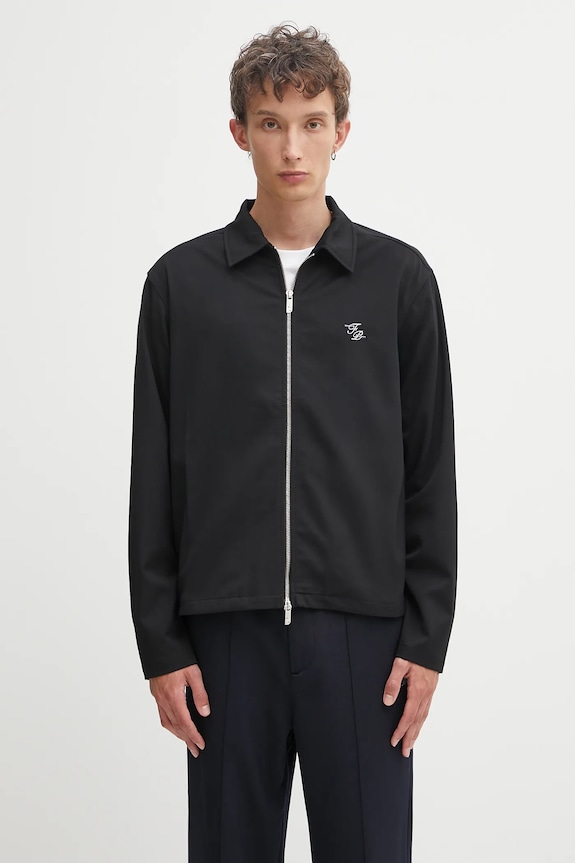 Jakna s vunom Filling Pieces Coach Twill Wool za prijelazno razdoblje crna 422560500247