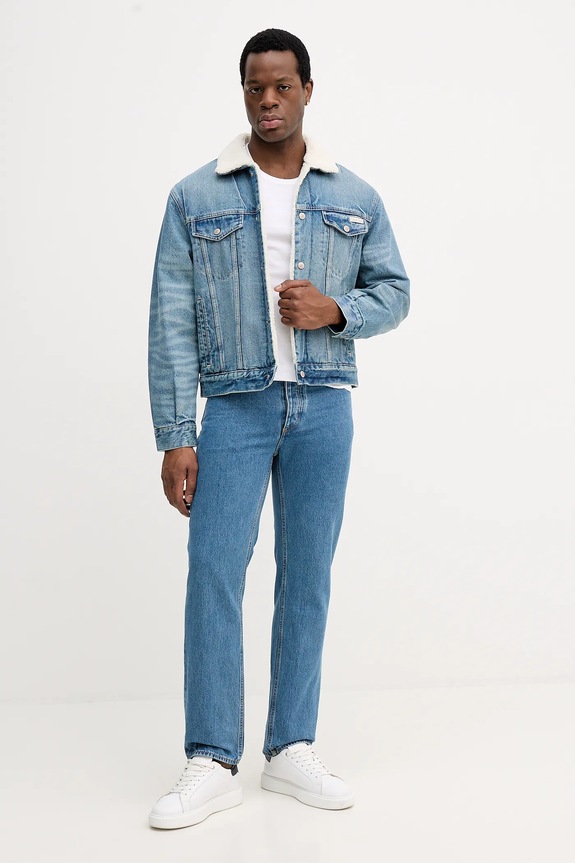 Džínová bunda Calvin Klein Jeans LV04RD737G modrá SS26