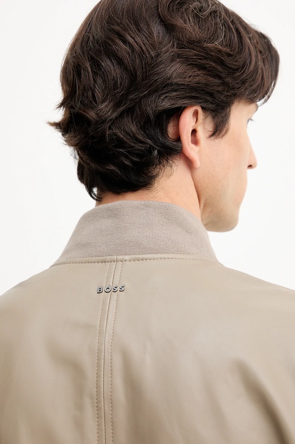 BOSS Orange bőr bomberdzseki bézs 50547545