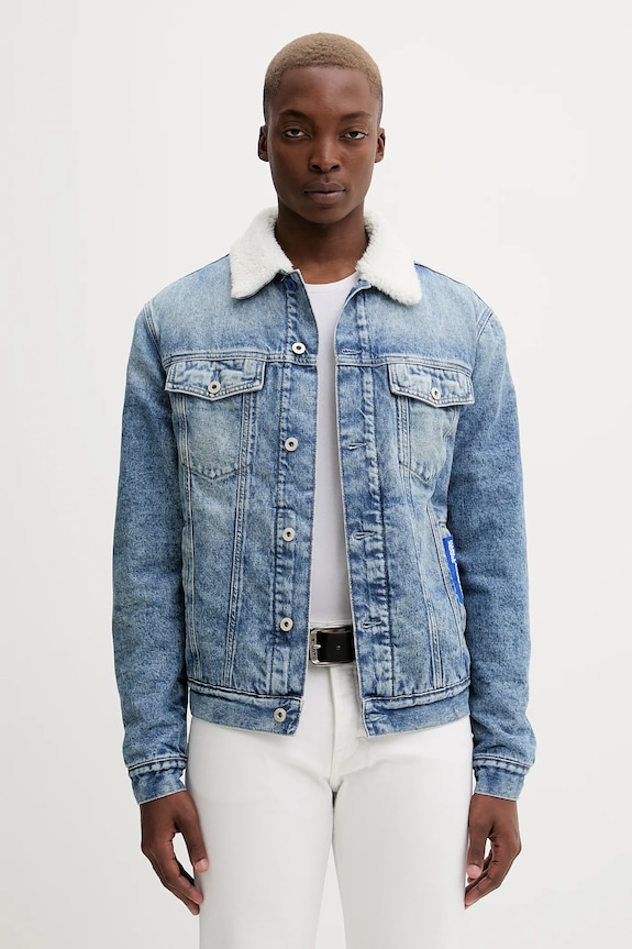 Rifľová bunda Karl Lagerfeld Jeans bez kapucne modrá A4M14014