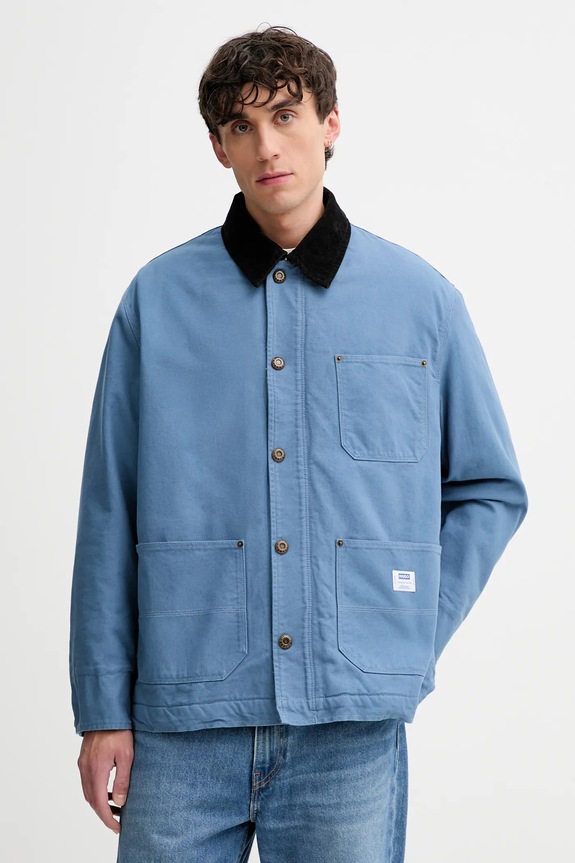 Bavlnená bunda Hugo Blue Brams254W1 oversize modrá 50546738