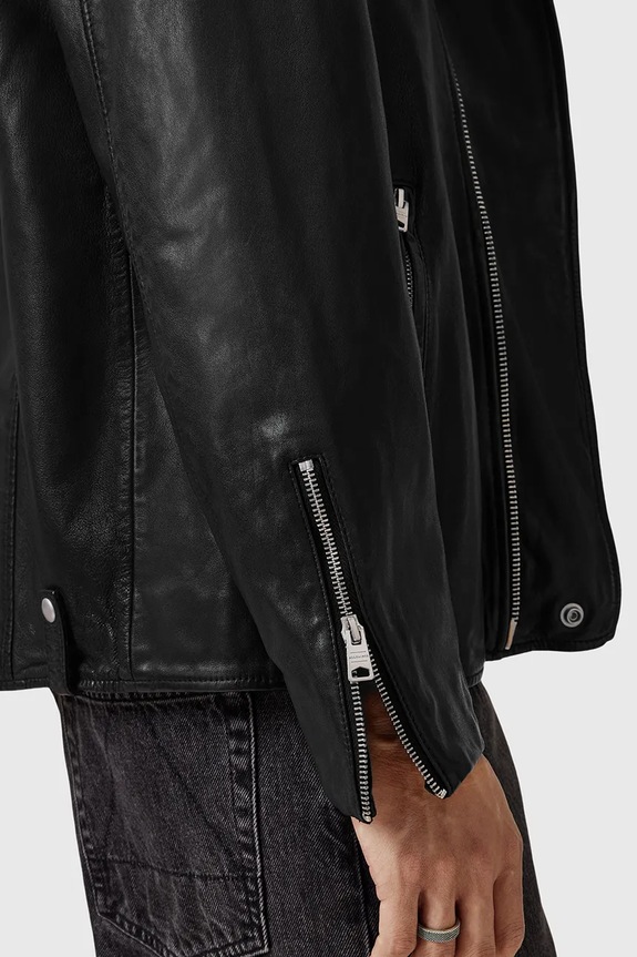 Îmbrăcăminte AllSaints geacă de piele BRADFORD M005LD negru