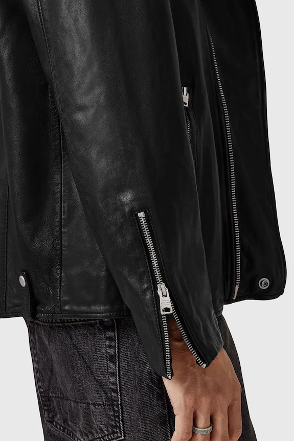 Îmbrăcăminte AllSaints geacă de piele BRADFORD M005LD negru