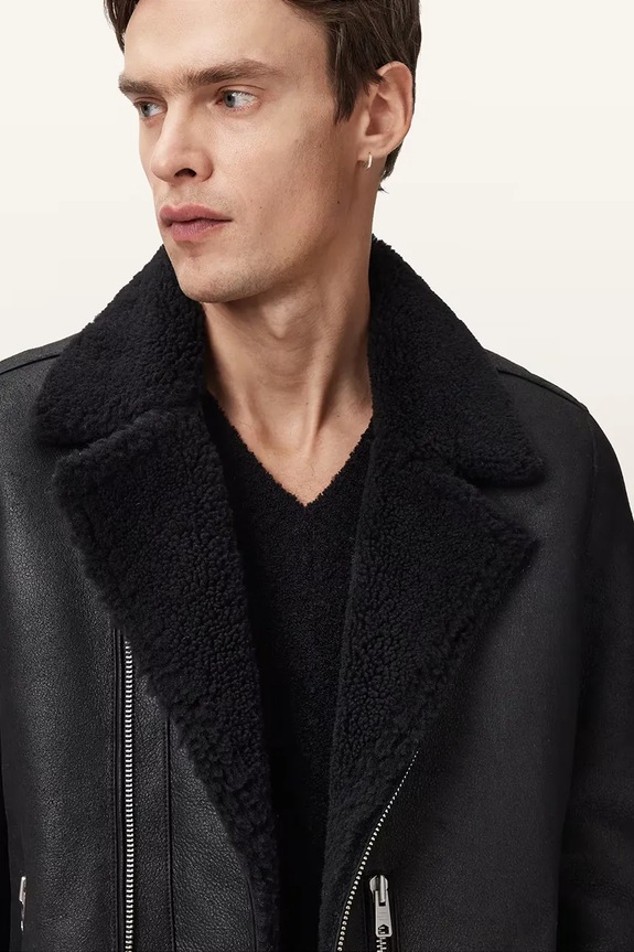 Шкіряна байкерська куртка AllSaints CORREZ M022LD чорний NC25