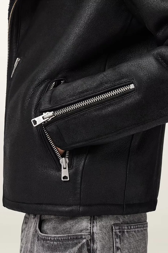 Одяг Шкіряна байкерська куртка AllSaints CORREZ M022LD чорний