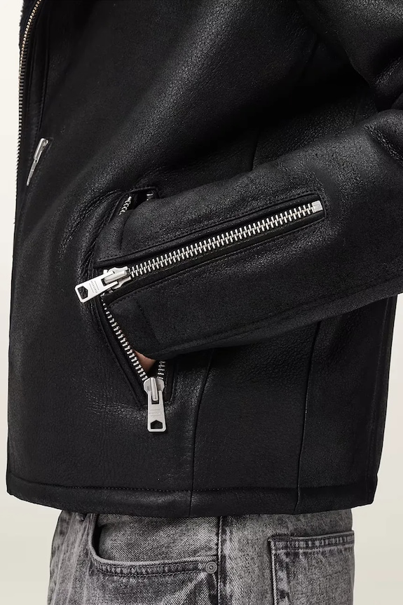 Одяг Шкіряна байкерська куртка AllSaints CORREZ M022LD чорний
