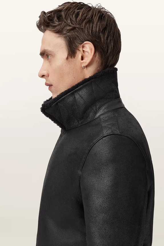 Шкіряна байкерська куртка AllSaints CORREZ чорний M022LD
