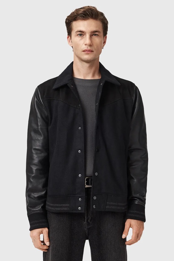 Шкіряна куртка AllSaints ENDLETON лицьова шкіра чорний M012LC