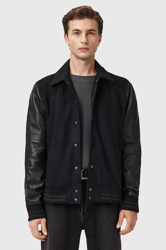 Шкіряна куртка AllSaints ENDLETON лицьова шкіра чорний M012LC