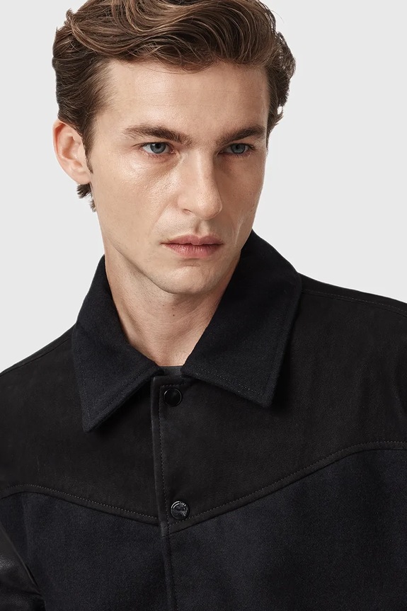Шкіряна куртка AllSaints ENDLETON M012LC чорний NC25