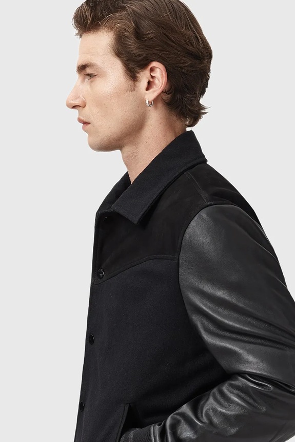 Одяг Шкіряна куртка AllSaints ENDLETON M012LC чорний