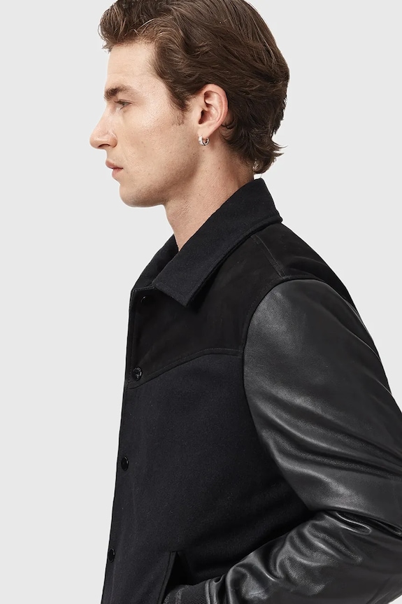 Одяг Шкіряна куртка AllSaints ENDLETON M012LC чорний