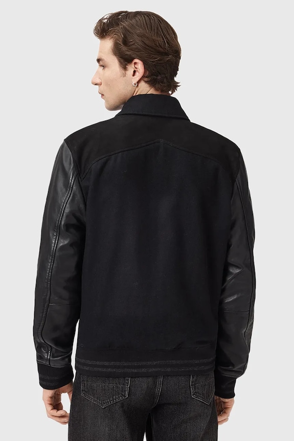 Шкіряна куртка AllSaints ENDLETON M012LC чорний