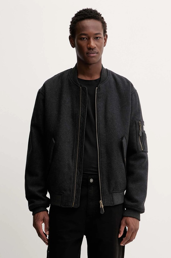 Guess Jeans kurtka bomber z dodatkiem wełny oversize szary M5BL1B.W1482