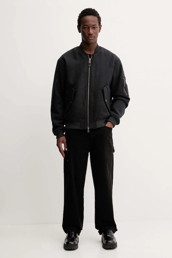 Guess Jeans kurtka bomber z dodatkiem wełny M5BL1B.W1482 szary AW25
